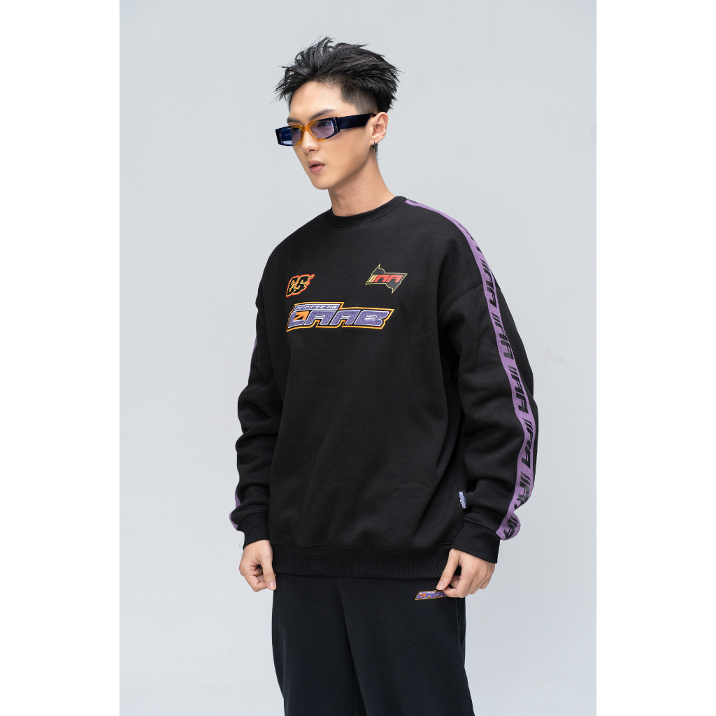 Áo Nỉ Không Mũ BOO Unisex Dáng Boxy In Line Tím Infinitee 06 BL