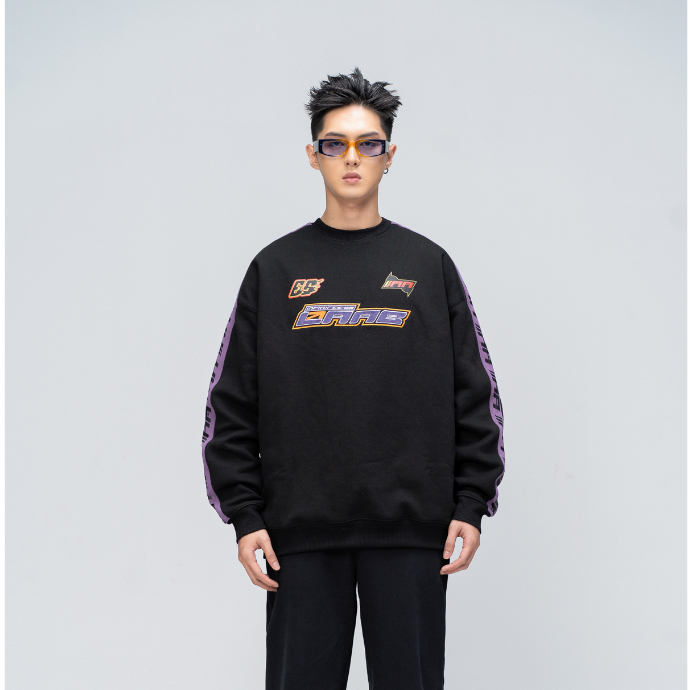 Áo Nỉ Không Mũ BOO Unisex Dáng Boxy In Line Tím Infinitee 06 BL