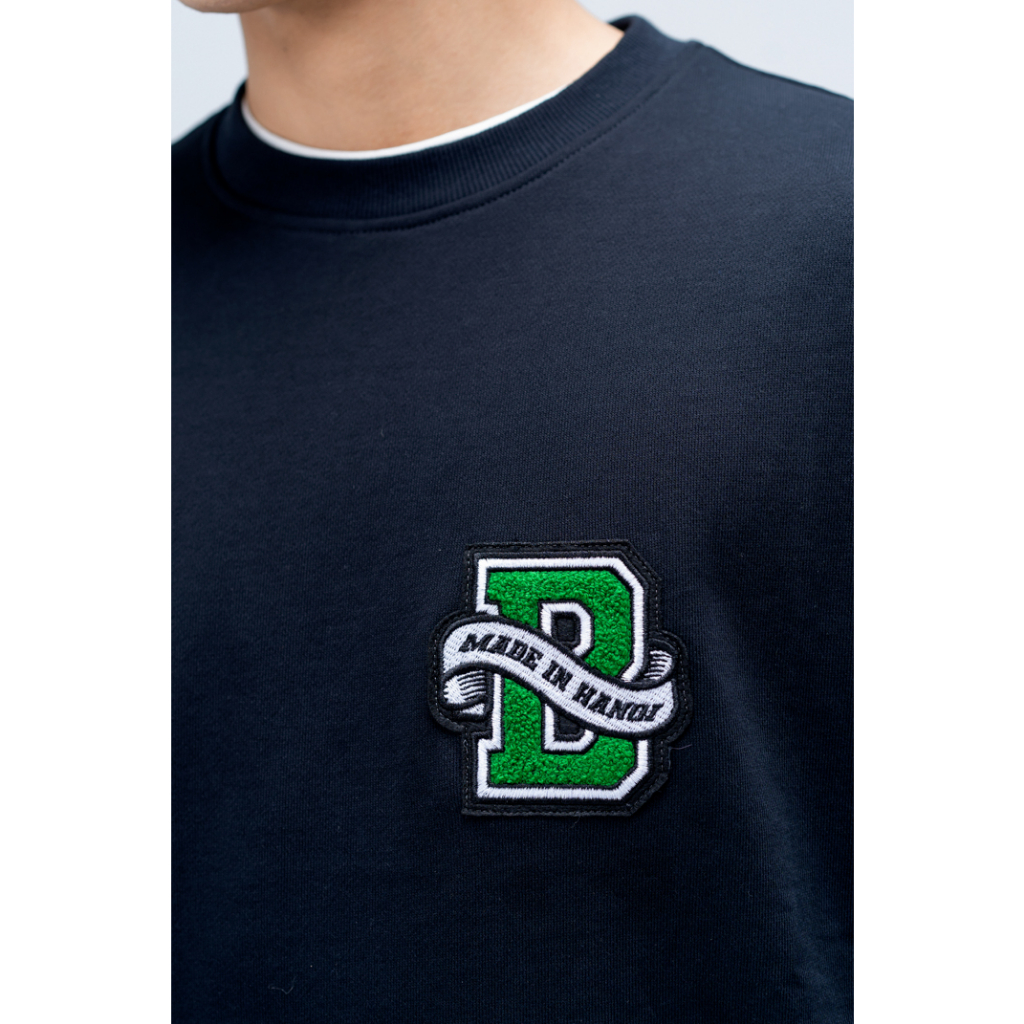 Áo Nỉ Không Mũ BOO Unisex Vải Nỉ Da Cá Thêu Logo Hayho