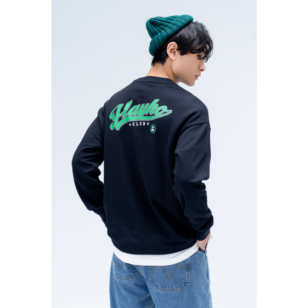 Áo Nỉ Không Mũ BOO Unisex Vải Nỉ Da Cá Thêu Logo Hayho