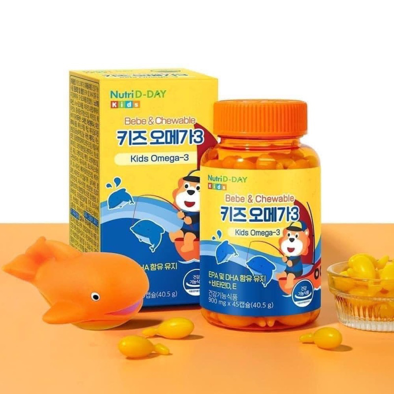 Omega 3 kids Nutriday Dầu cá DHA cho bé Bổ não, sáng mắt, phát triển trí não - mẫu mới