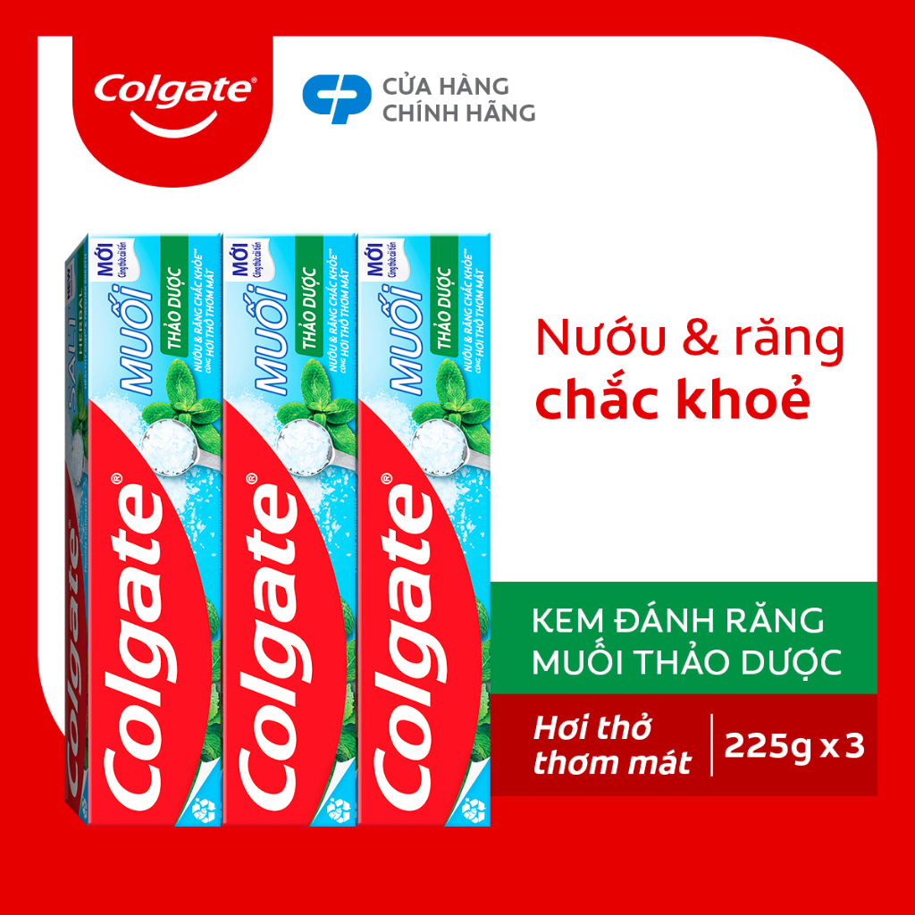 Bộ 3 kem đánh răng Colgate bảo vệ nướu Muối Thảo Dược Herbal Salt 225gx3