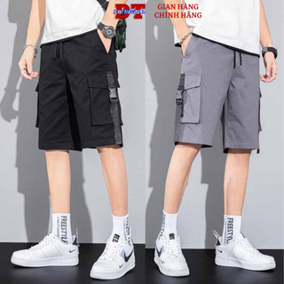 💖 GIÁ SẬP SÀN 💖 Quần Short Đùi Kaki Nam Nữ Phối Dây Xích Form Unisex Sooc lững Chất Mát Trẻ Trung có 3 size M L XL S0