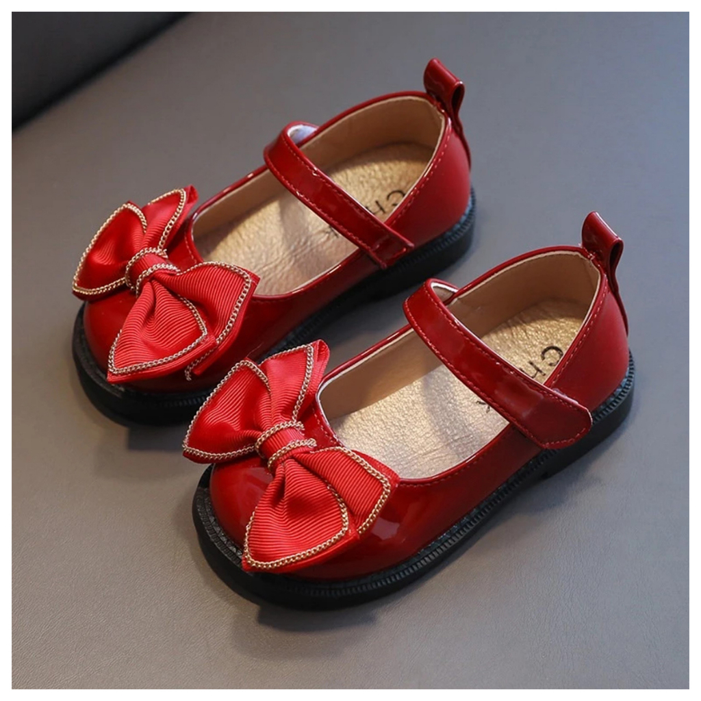 Giầy búp bê Đế Đốc  cho bé xinh phối 3 màu Hồng, Đen, Đỏ da bóng thời trang