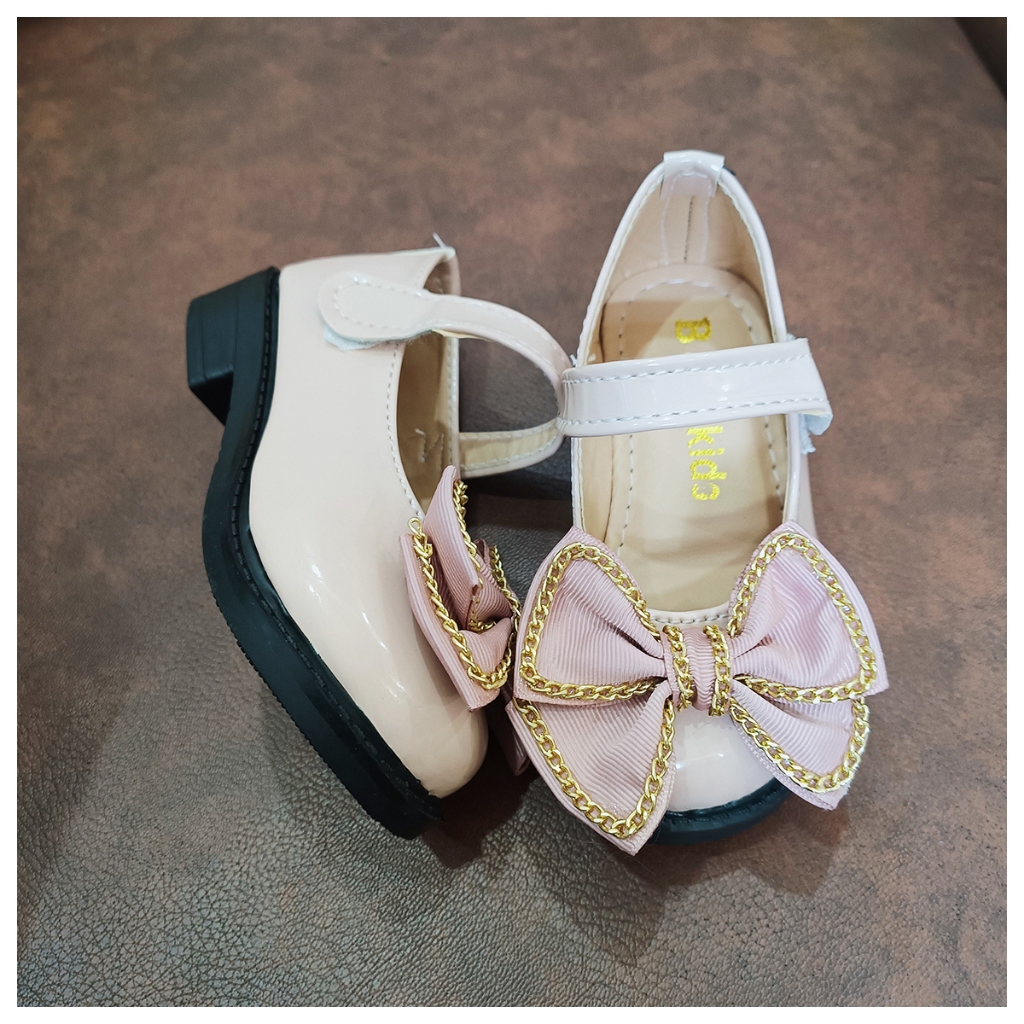 Giầy búp bê Đế Đốc  cho bé xinh phối 3 màu Hồng, Đen, Đỏ da bóng thời trang
