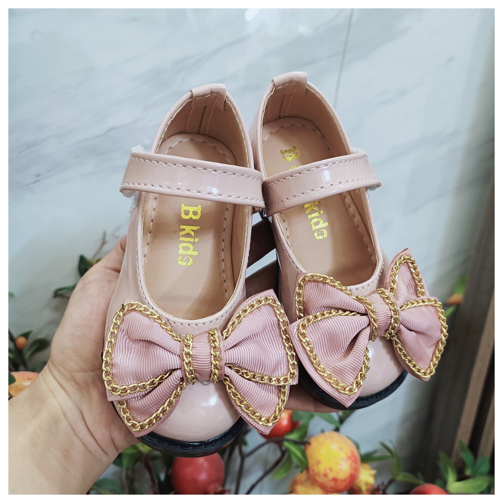 Giầy búp bê Đế Đốc  cho bé xinh phối 3 màu Hồng, Đen, Đỏ da bóng thời trang