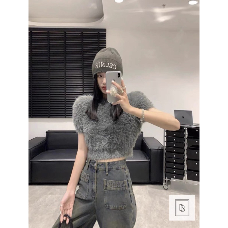 Áo Croptop Dệt Kim Lông Cổ Tròn hàng QCCC loại 1