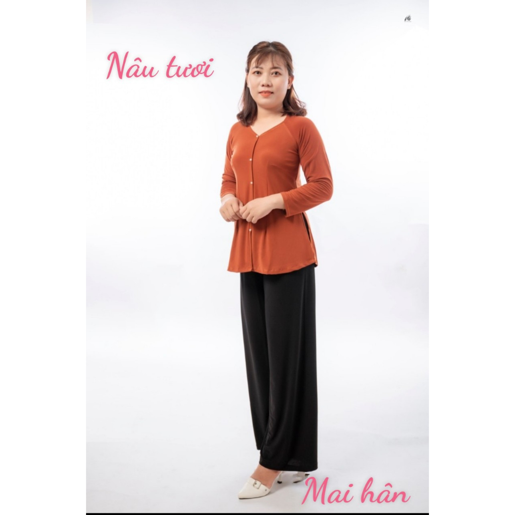 Bộ áo bà ba trơn kèm quần đen