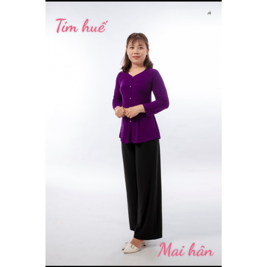 Bộ áo bà ba trơn kèm quần đen