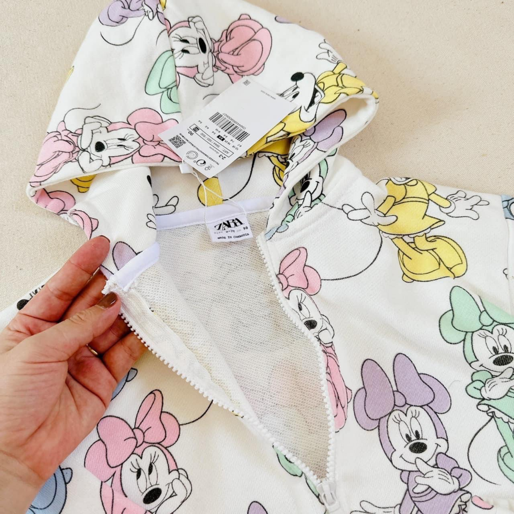 BỘ BÉ GÁI ÁO KHOÁC NỈ MICKEY SẮC MÀU QUẦN ĐÙI