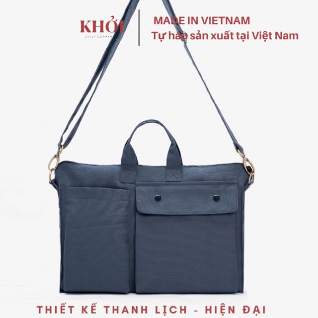 Túi đeo laptop 14inch, 15inch KHỞI CANVAS Quai Đeo Chéo,Thiết Kế Tối Giản, Sang Trọng