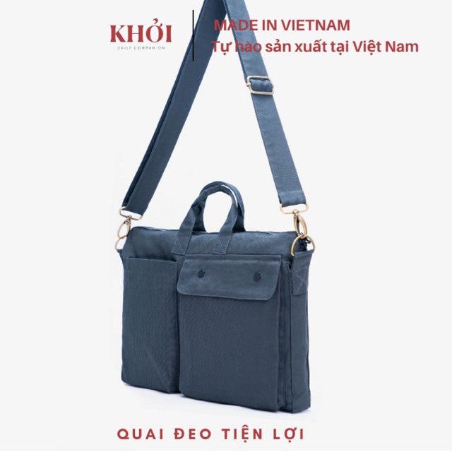 Túi đeo laptop 14inch, 15inch KHỞI CANVAS Quai Đeo Chéo,Thiết Kế Tối Giản, Sang Trọng