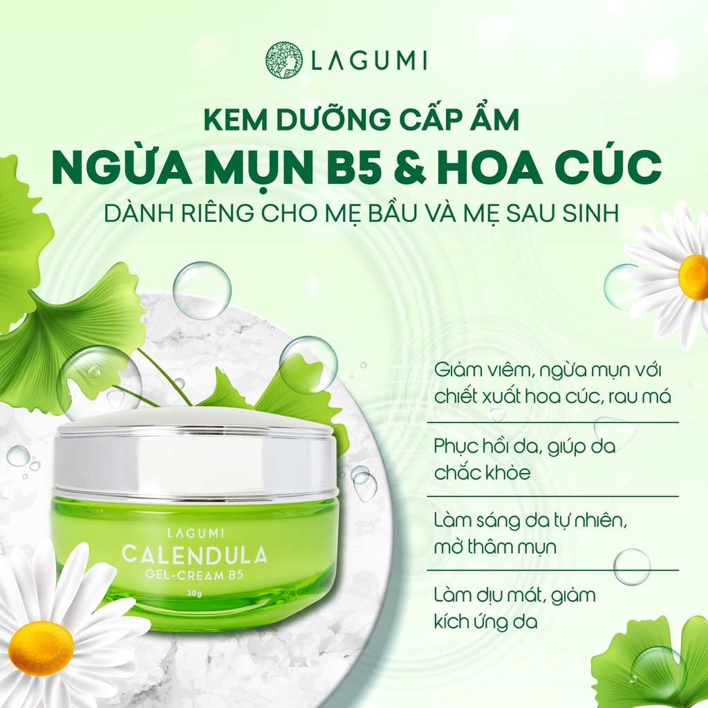 Kem dưỡng ẩm LAGUMI cho da dầu, mụn với B5, Calendula cấp ẩm, kiềm dầu, giảm thâm mụn 30g an toàn cho mẹ bầu - BIBABO | BigBuy360 - bigbuy360.vn