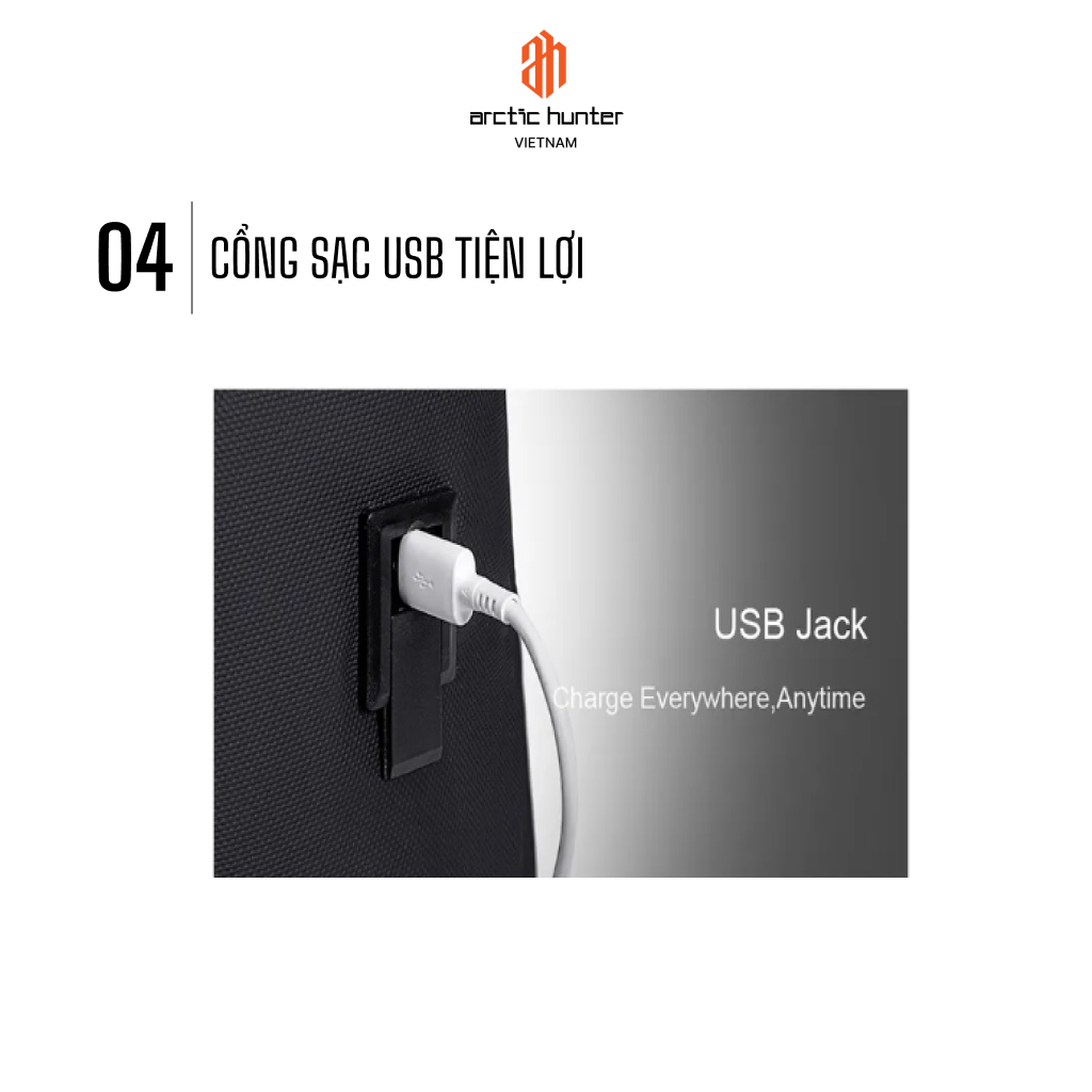 Balo laptop Arctic Hunter B00554 chống thấm nước 15.6 inch sức chứa lớn, đa năng, phù hợp đi làm đi học đi chơi