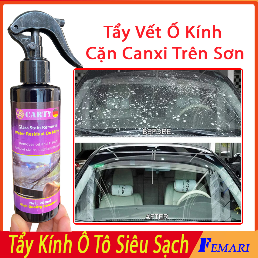 [ Hàng Xịn ] Tẩy Cặn Canxi kính oto - Tẩy Ố Kính Ô tô - Làm Sạch Kính