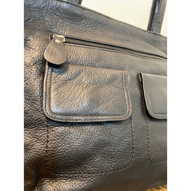 Túi tote da thật vintage si hiệu Giani Bernini màu đen - secondhand