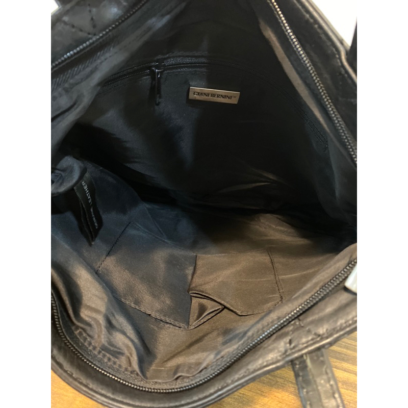 Túi tote da thật vintage si hiệu Giani Bernini màu đen - secondhand
