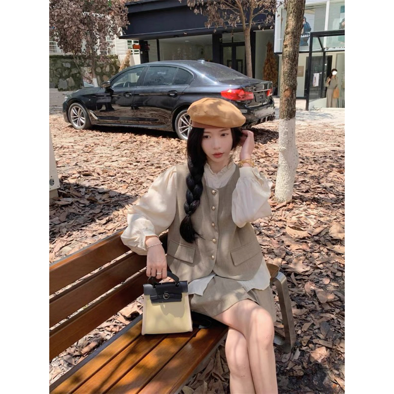 Set Áo Ghile Chân Váy Xếp Li