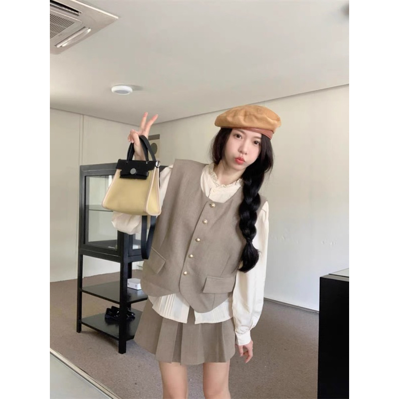 Set Áo Ghile Chân Váy Xếp Li