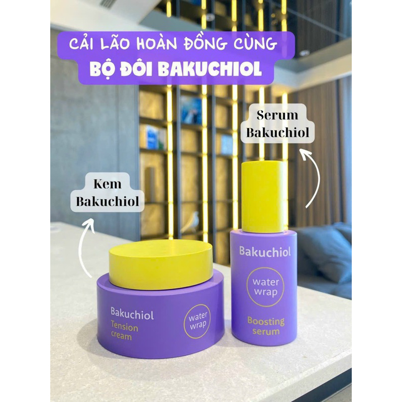 Bộ đôi serum và kem dưỡng chống nhăn Bakuchiol water wrap Charmzone 45ml, 50ml