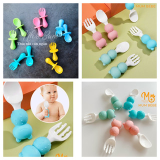 Thìa nĩa cán ngắn Mumbebe cho bé - Thìa nĩa tập xúc