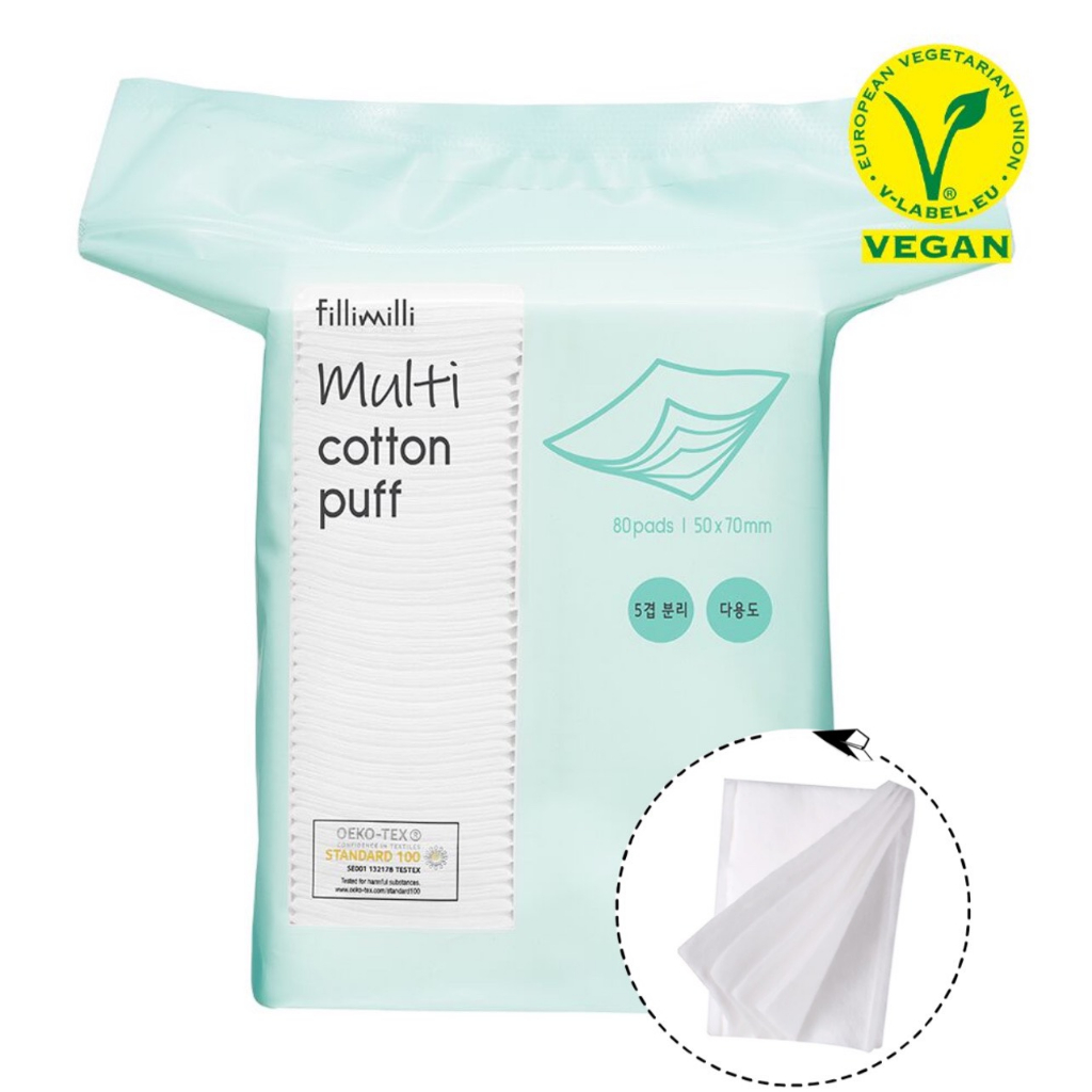 Bông tẩy trang cotton tinh khiết thuần chay Fillimilli Pure Cotton Puff