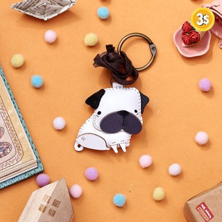 Móc khóa Pug Dog - Móc khóa da tổng hợp