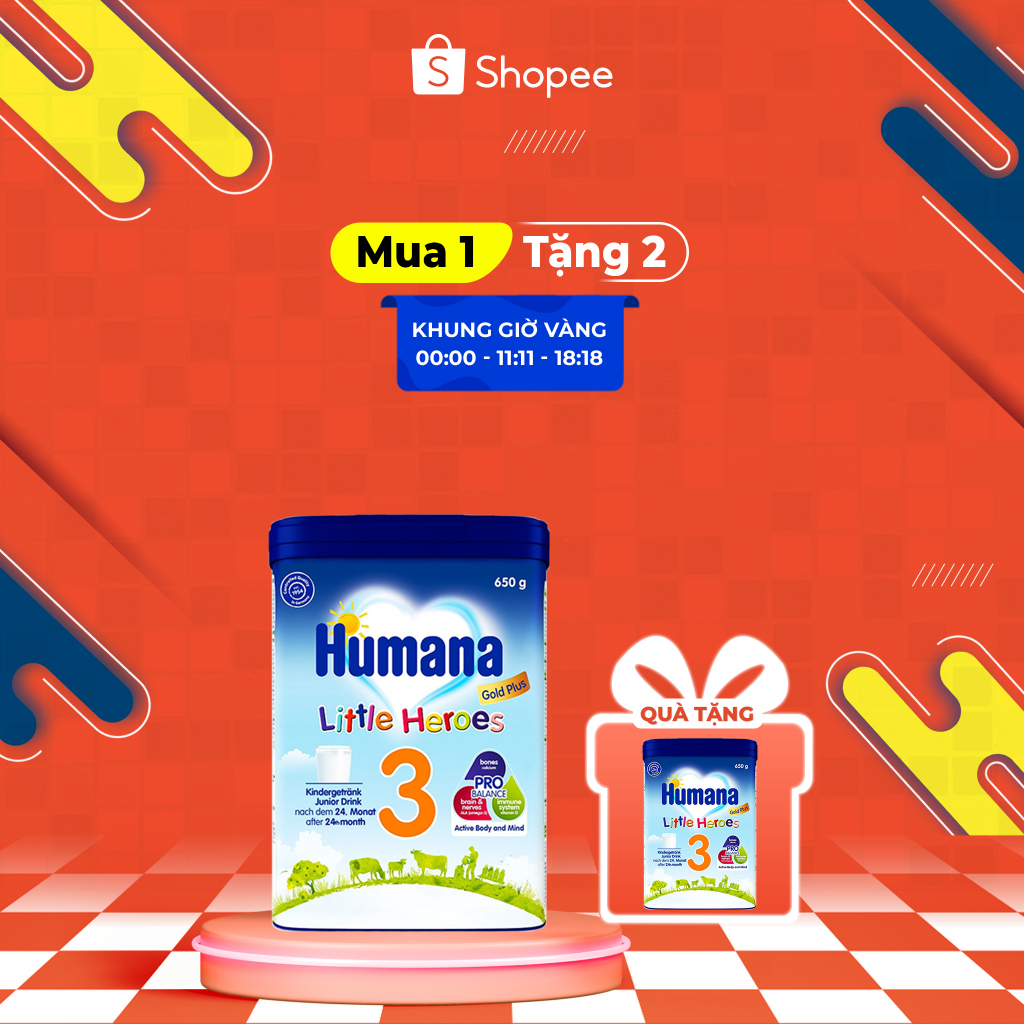 (Quà Tặng) (Combo 6) Sữa Bột Công Thức Dinh Dưỡng Humana Gold Plus 3 (650g) - Dành Cho Trẻ Từ 2 Tuổi Trở Lên