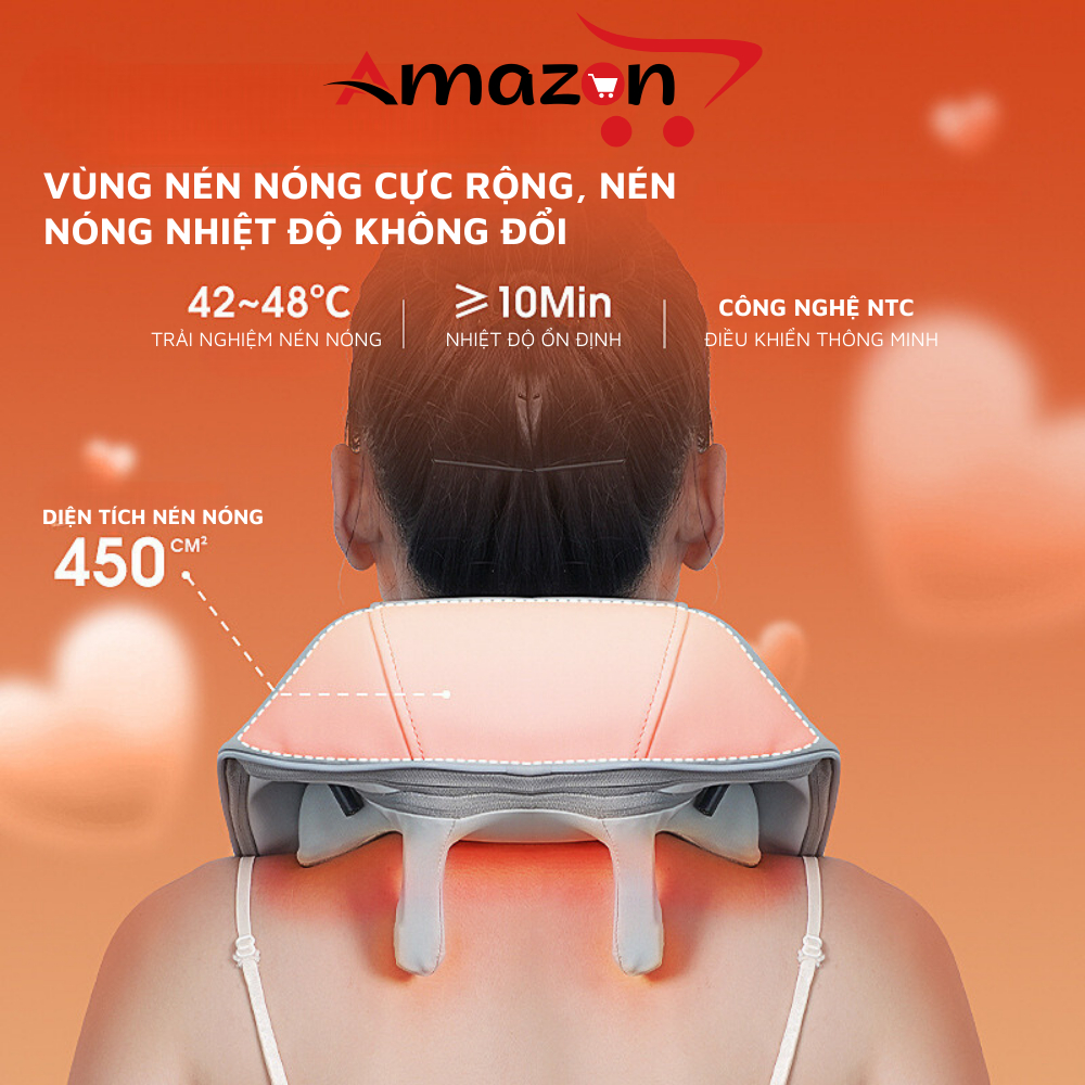 Máy Massage Cổ Vai Gáy Xoa Bóp Nhiệt Nóng Hồng Ngoại 6D, Đai Mát Xa Đa Năng, Giảm Đau Mỏi ..