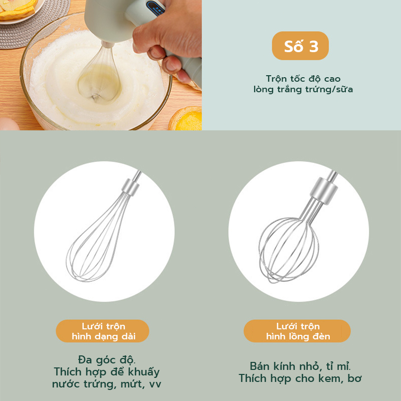 Máy trộn tay không dây Máy đánh trứng điện