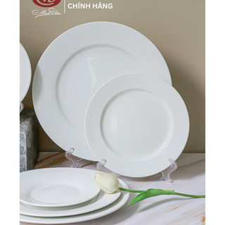 Đĩa sứ trắng cạn Minh Châu