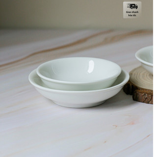 Đĩa chấm sứ trắng Minh Châu
