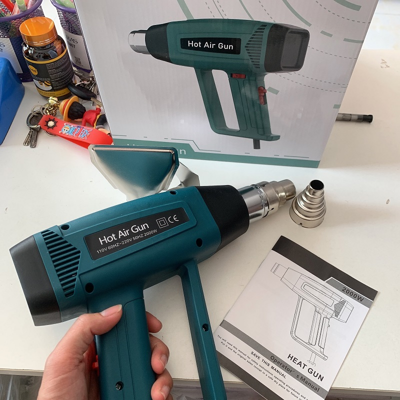 Máy khò nhiệt , Máy khò thổi hơi nóng 2000W, thổi nhiệt dán ni lông, decal, phim cách nhiệt ô tô, xe máy