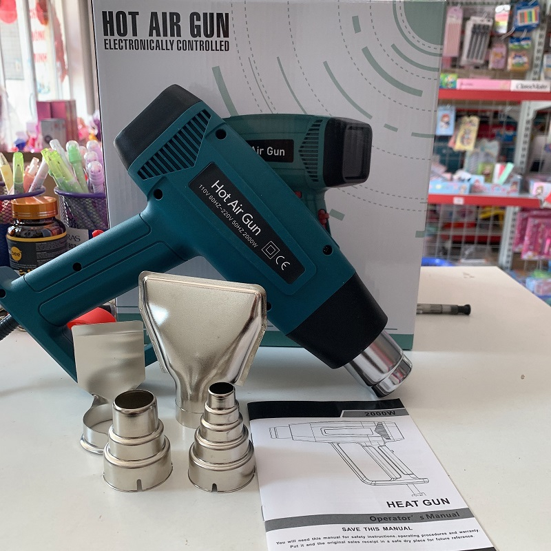 Máy khò nhiệt , Máy khò thổi hơi nóng 2000W, thổi nhiệt dán ni lông, decal, phim cách nhiệt ô tô, xe máy