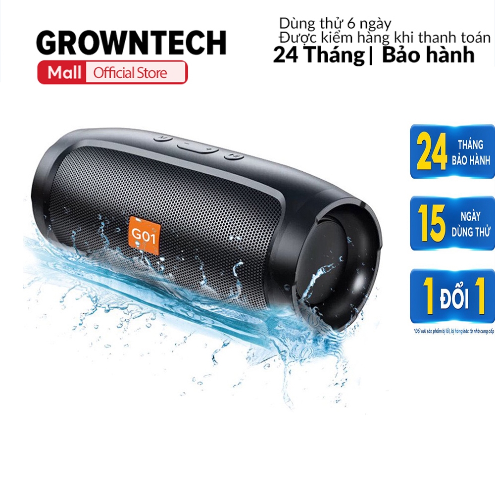 Loa bluetooth nghe nhạc mini GrownTech charge 3+ mini 10W chống nước vỏ nhôm cao cấp