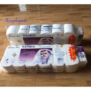 Giấy vệ sinh Conan không lõi - giấy mịn đẹp 12 cuộn - giấy đa năng