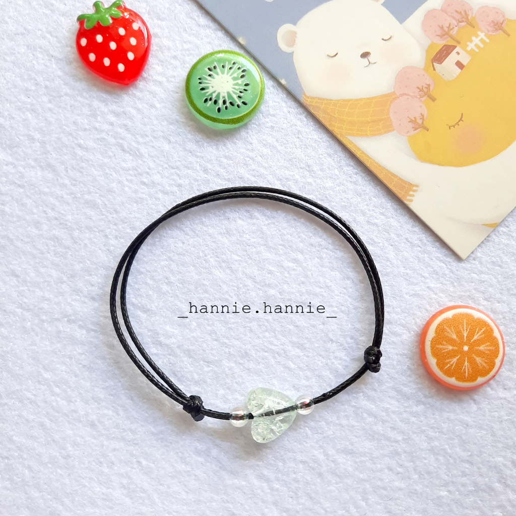 Vòng tay dây sáp đen kem 1mm ngôi sao trái tim khóa trượt đeo tay nam nữ