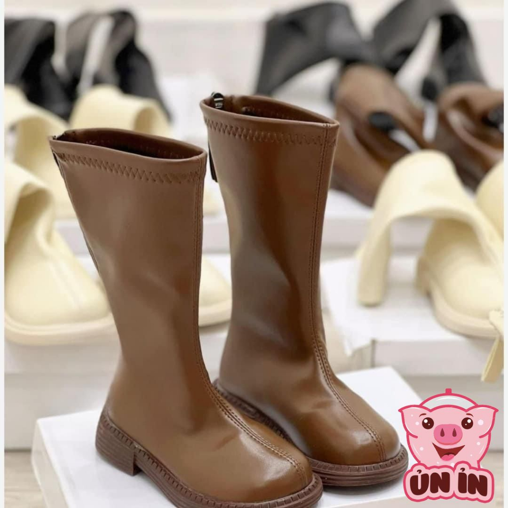 Giày bốt Martin bé gái, Bốt trẻ em chất da PU siêu mềm khoá kéo dễ thương phong cách Hàn Quốc KX4