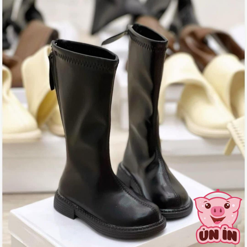 Giày bốt Martin bé gái, Bốt trẻ em chất da PU siêu mềm khoá kéo dễ thương phong cách Hàn Quốc KX4
