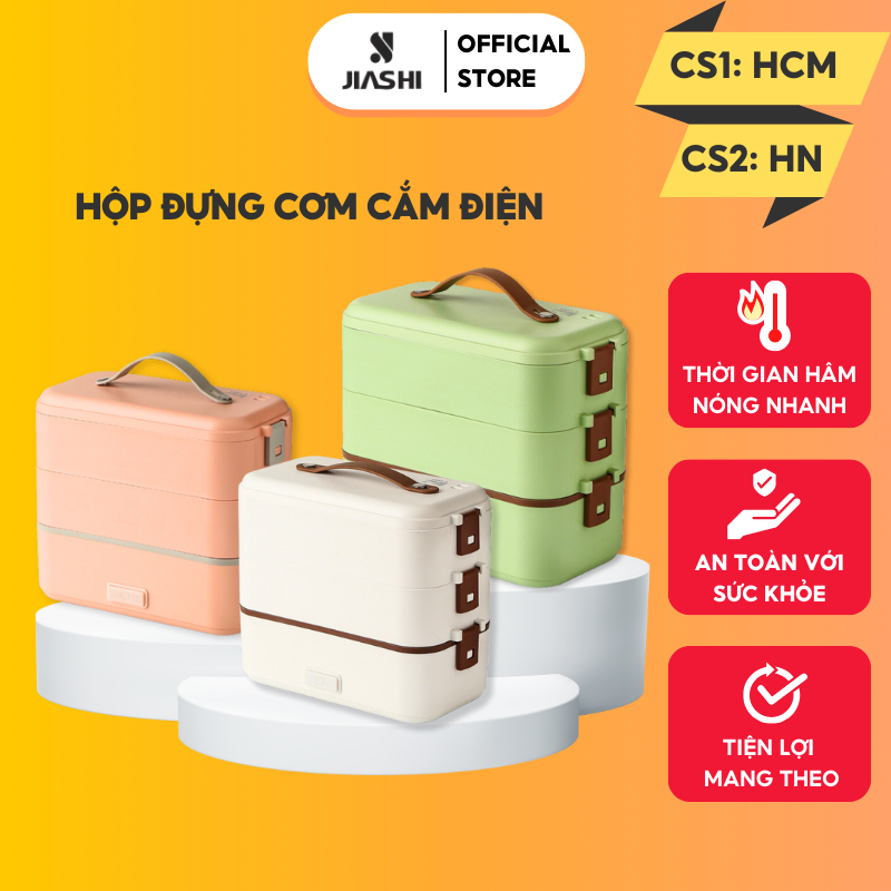 Hộp Cơm Cắm Điện 2 và 3 Tầng JIASHI đa năng văn phòng giữ nhiệt hâm nóng nấu cơm thức ăn hầm cháo nhiều ngăn - HDC04