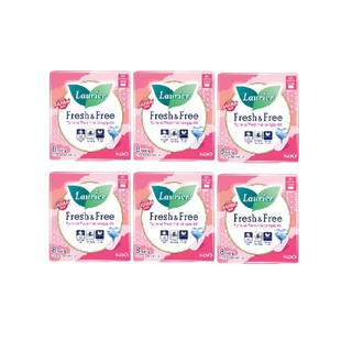 (Quà Tặng Không Bán) Combo 6 Laurier Fresh & Free Dày Không Cánh 8 Miếng