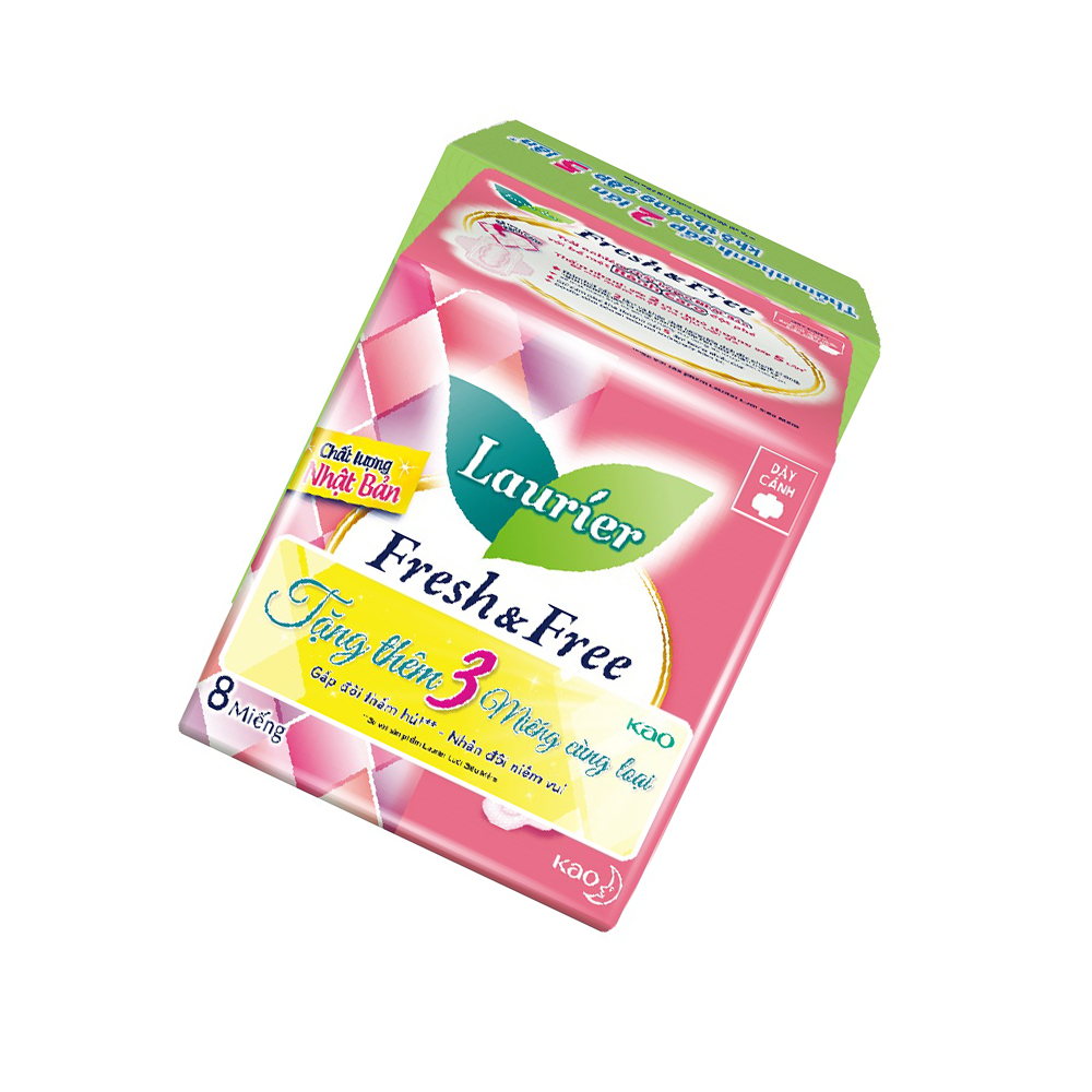 Quà Tặng Không Bán - Băng vệ sinh Laurier Fresh & Free Dày Cánh 8 Miếng + 3 Miếng