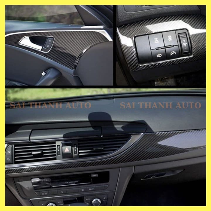 Decal Carbon đen bóng dán xe, đề can carbon trang trí dán ô tô, máy tính, điện thoại có sẵn keo khổ 0.6m