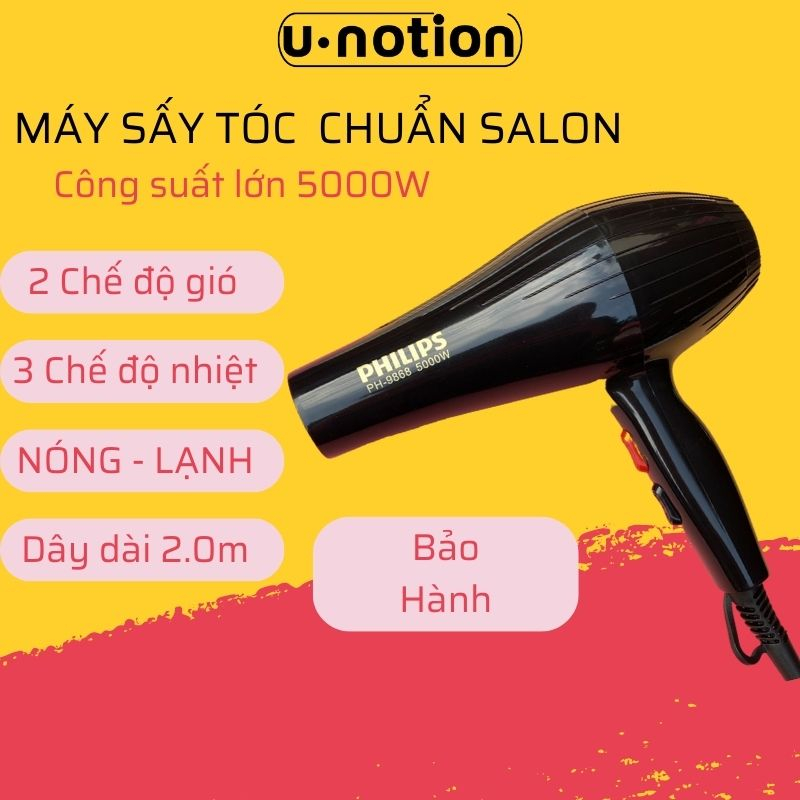 Máy sấy tóc U.NOTION 9868 máy sấy tóc công suất lớn 2 chiều nóng - lạnh ION sáng xanh