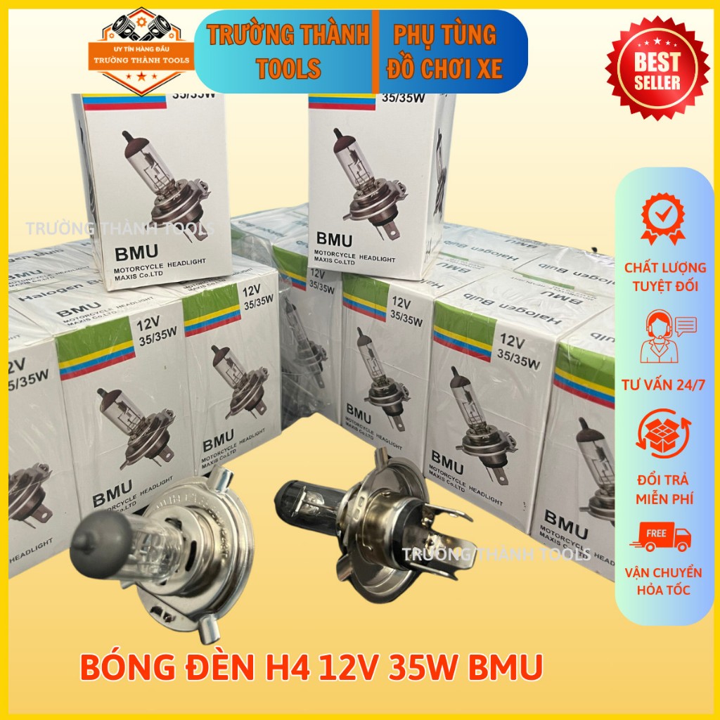 Bóng đèn pha xe máy chân H4 35w BMU cao cấp, bóng đèn wave/sirius/vision/exciter - TRƯỜNG THÀNH TOOLS