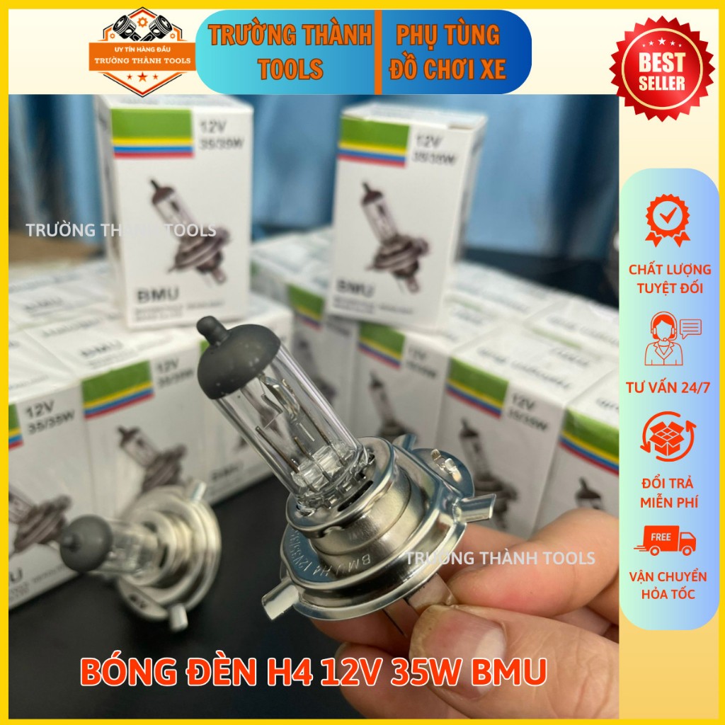 Bóng đèn pha xe máy chân H4 35w BMU cao cấp, bóng đèn wave/sirius/vision/exciter - TRƯỜNG THÀNH TOOLS