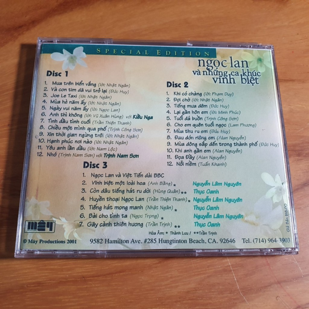 CD Ngọc Lan và Những Ca Khúc Vĩnh Biệt - Album gồm 3 CD - CD Nhạc chất lượng cao - Phôi Phono Verbat