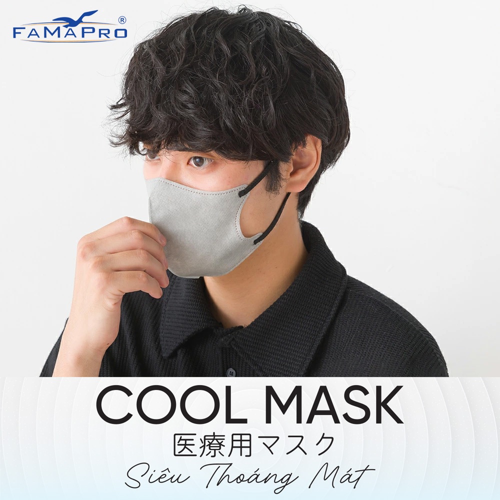 Khẩu trang kháng khuẩn cao cấp 3 lớp Cool Mask Famapro hộp 30 chiếc đóng riêng từng túi