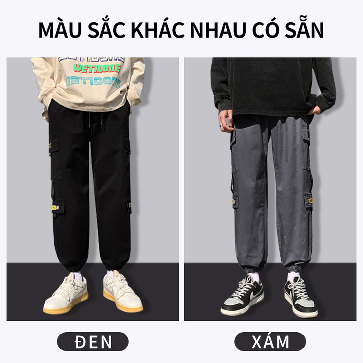 Quần túi hộp nam mùa hè.quần ống rộng thể thao dài unisex quần jogger Nam Thoáng khí và thoải mái cargo pants