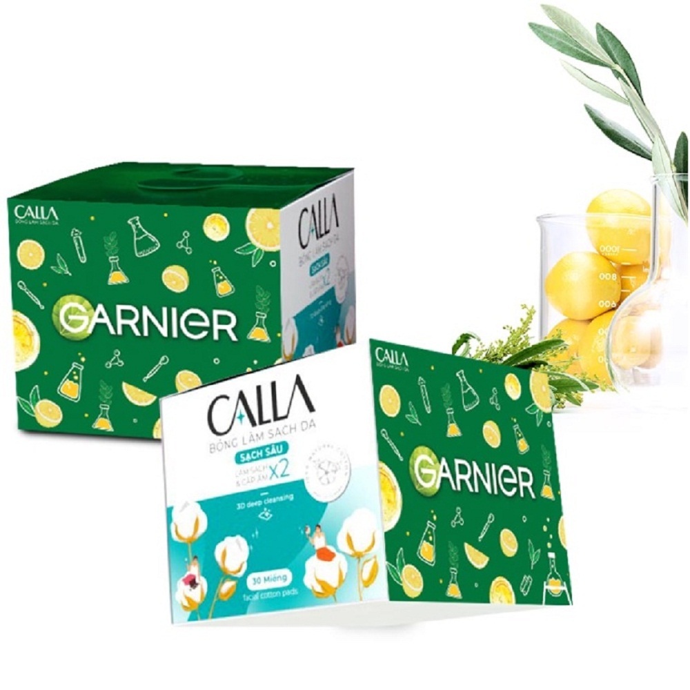 Bông tẩy trang làm sạch da làm từ 100% bông tự nhiên Garnier x Calla 30 miếng